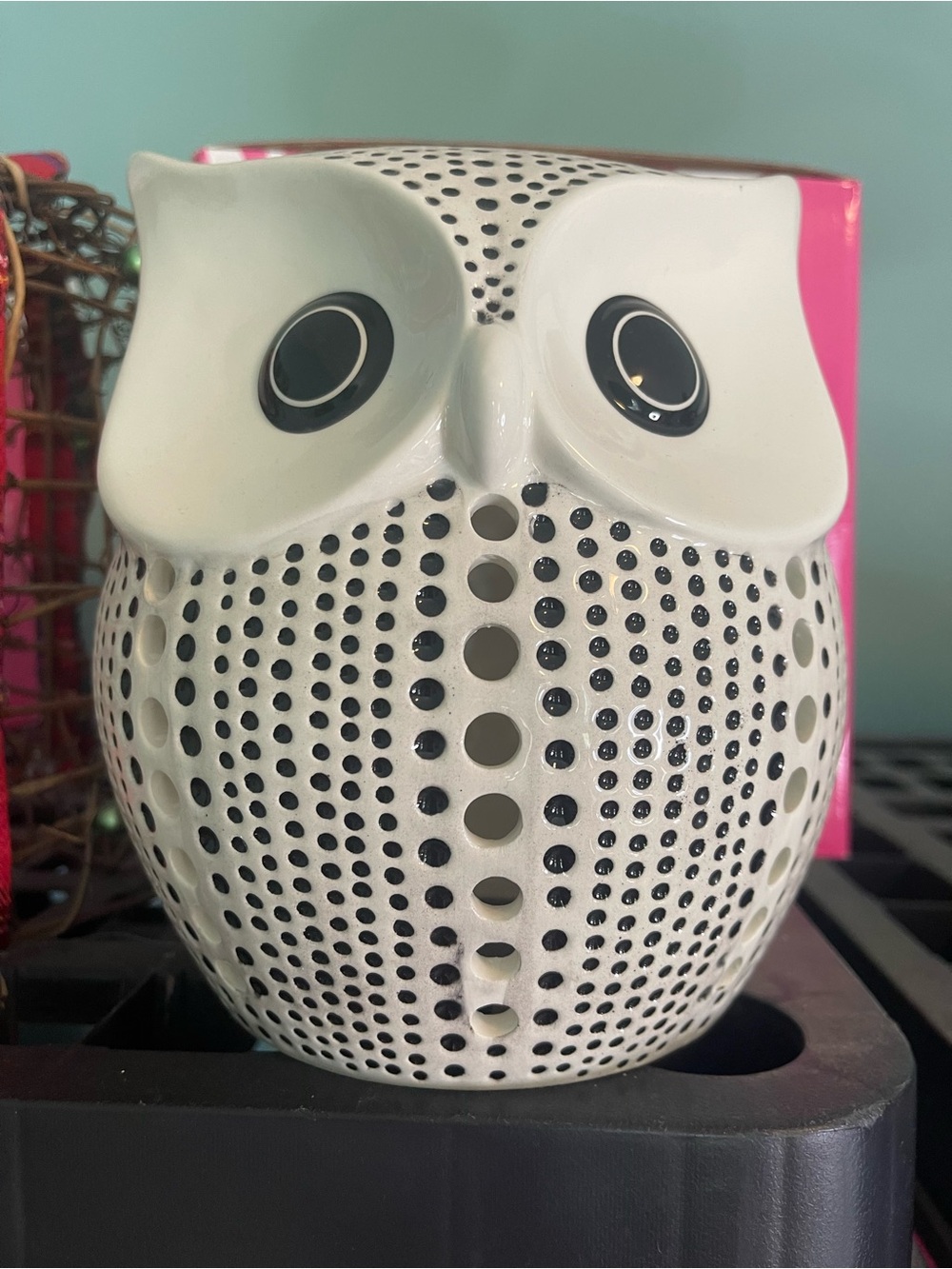Pink Zebra White Ceramic Owl Shade